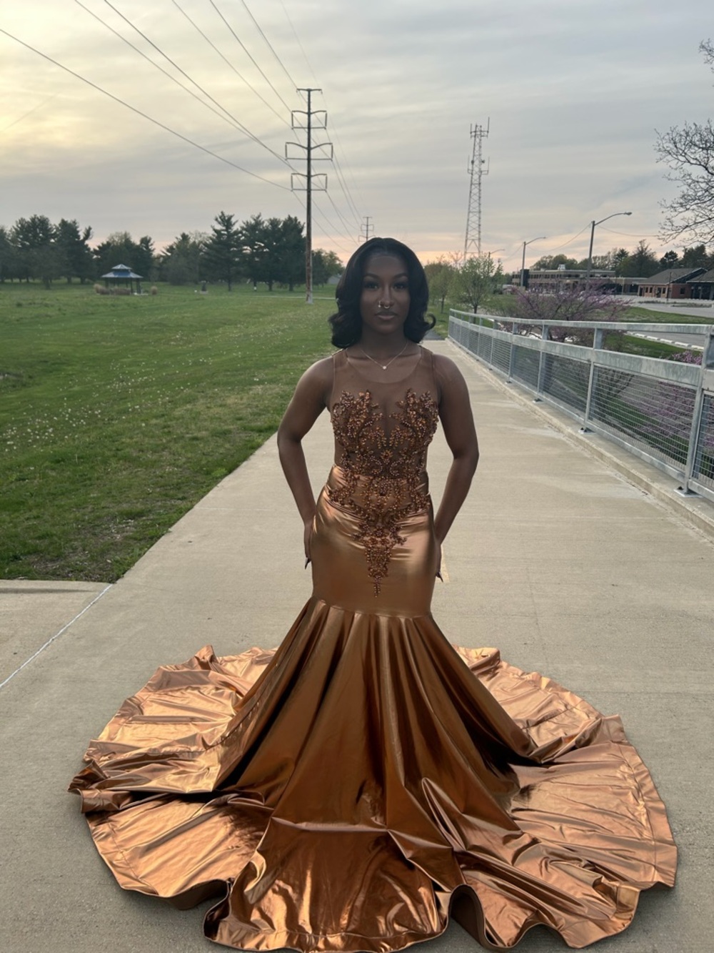 Copper Mermaid Evening Gown - Elegant Prom Dress